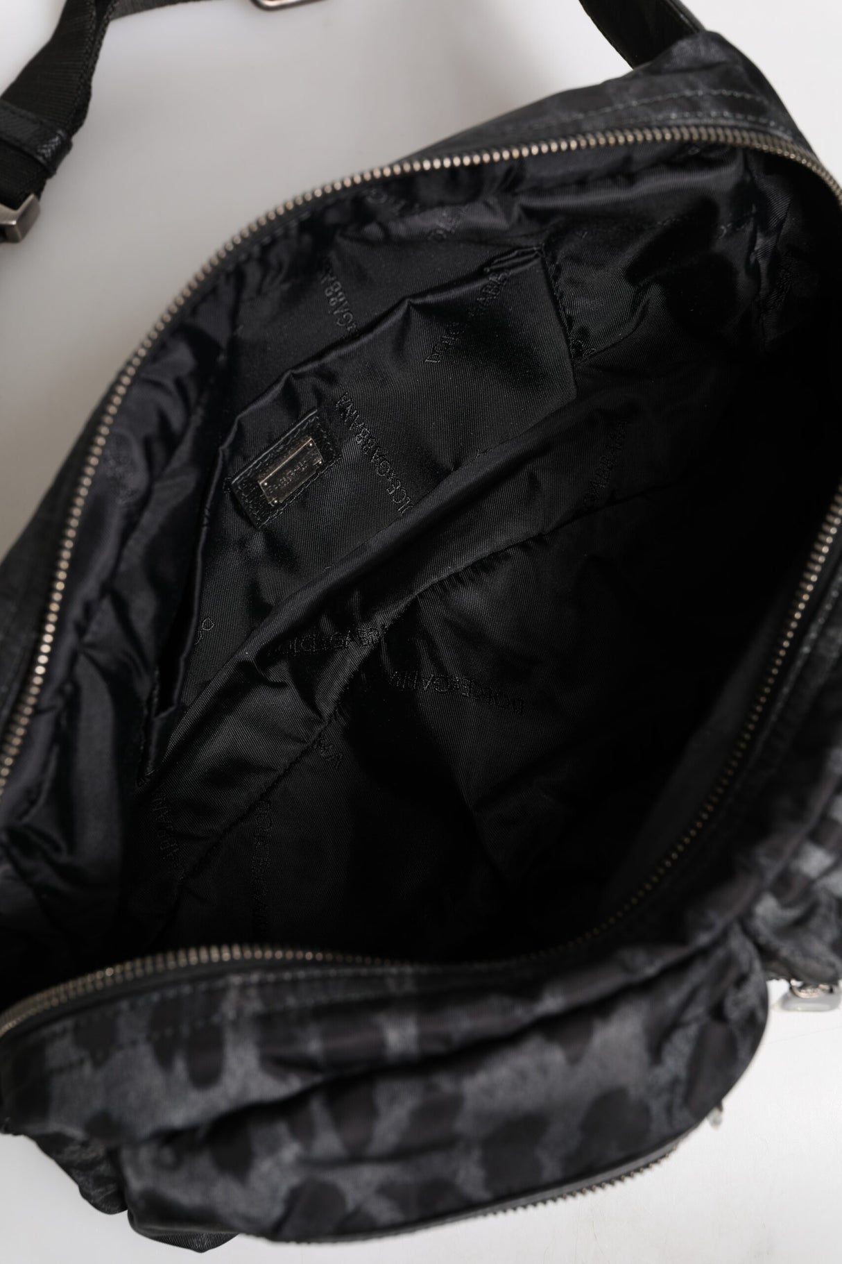 Dolce & Gabbana Black Gray Leopard DG Logo Belt Waist Fanny Pack Bag