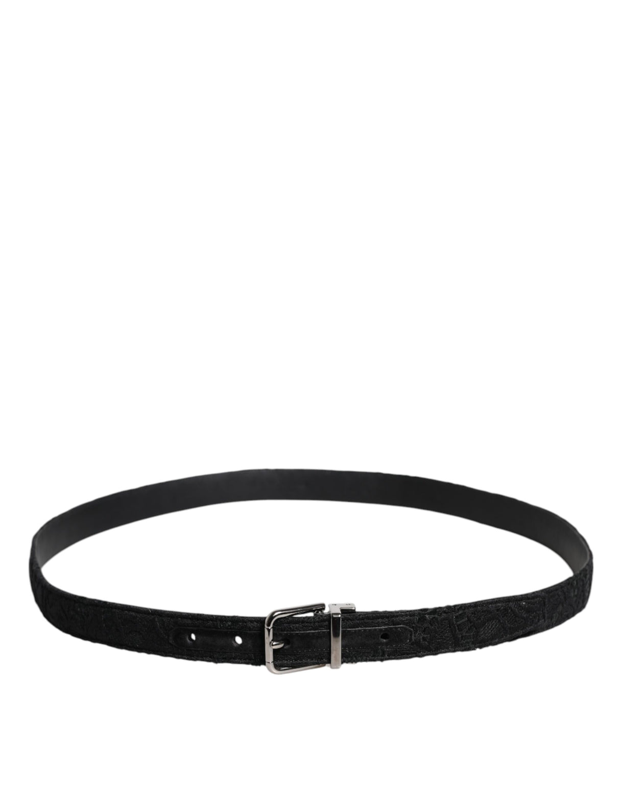 Dolce & Gabbana Black Cotton Blend Silver Metal Buckle Belt