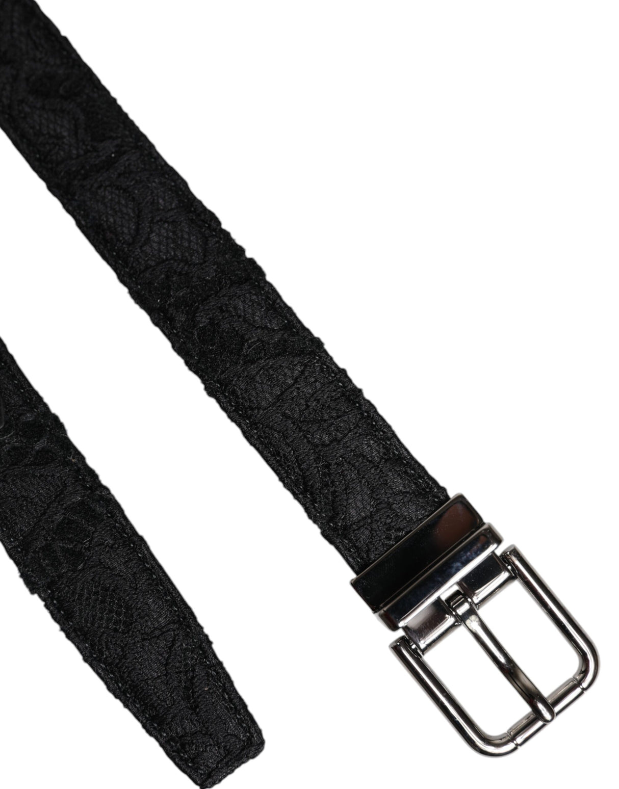 Dolce & Gabbana Black Cotton Blend Silver Metal Buckle Belt