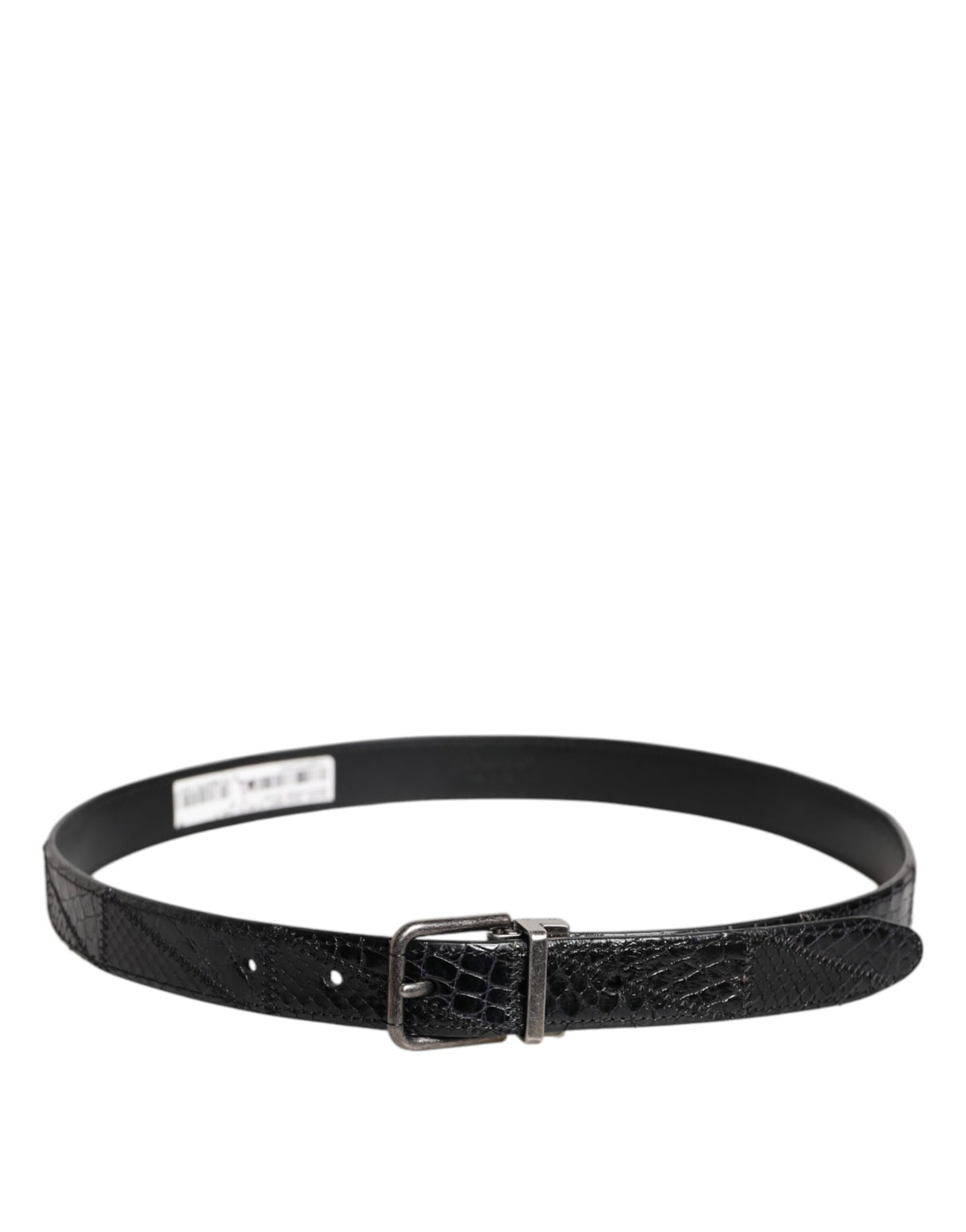 Dolce & Gabbana Black Exotic Leather Metal Logo Buckle Belt