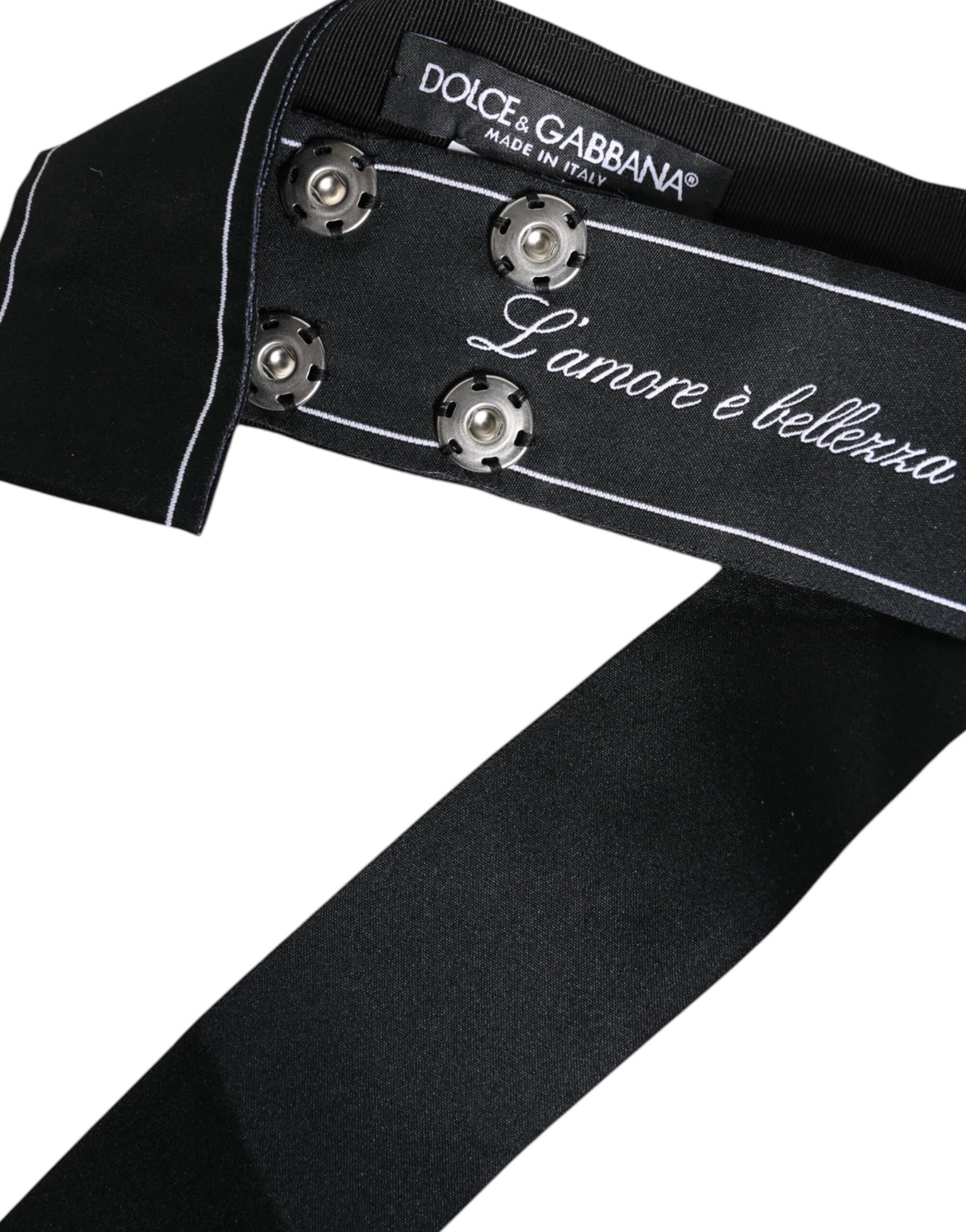 Dolce & Gabbana Black Waist Ribbon Wide Bow Logo Belt