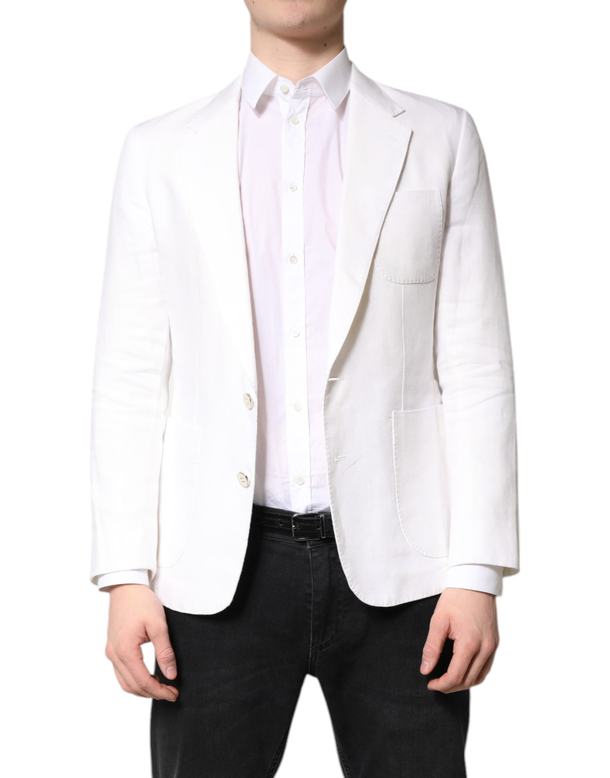 Dolce & Gabbana White Single Breasted Men Coat Blazer Suit