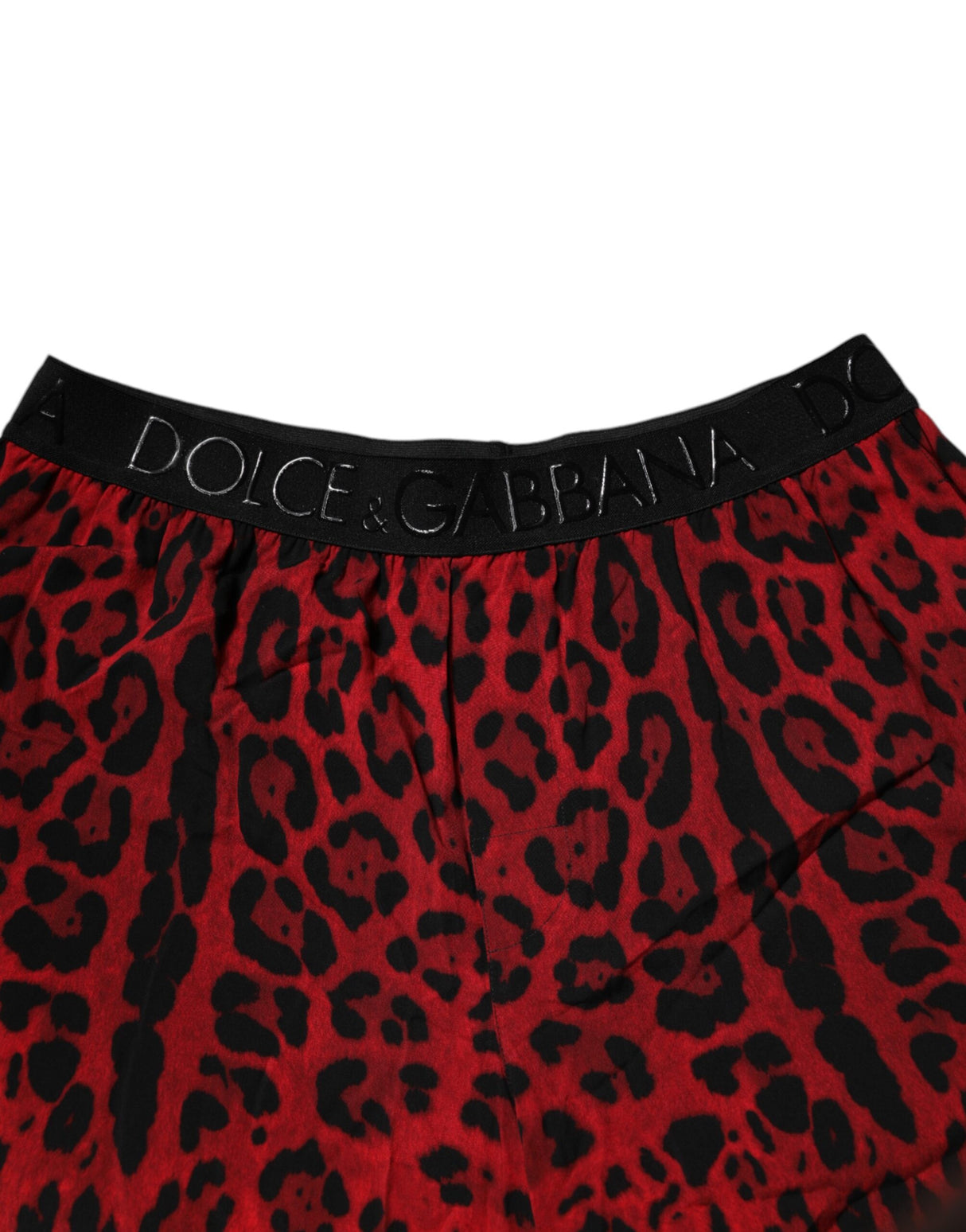 Dolce & Gabbana Red Leopard Print Viscose Bermuda Shorts