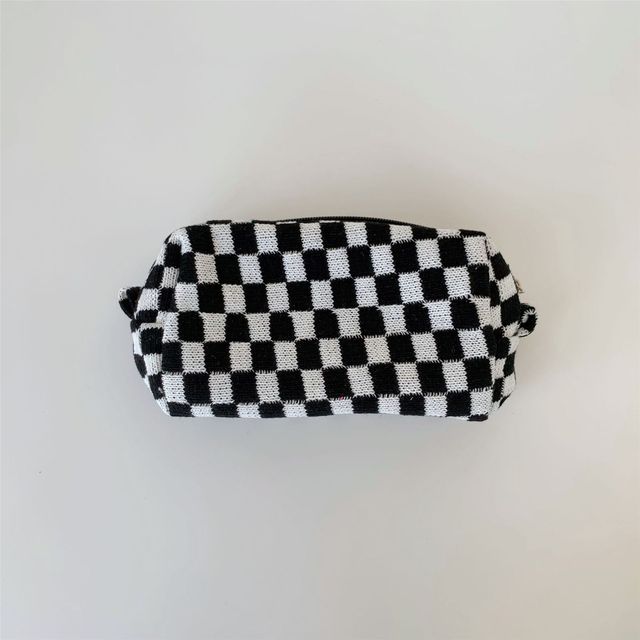 Lattice Cosmetic Bag - Knitted Fabric Makeup Organizer