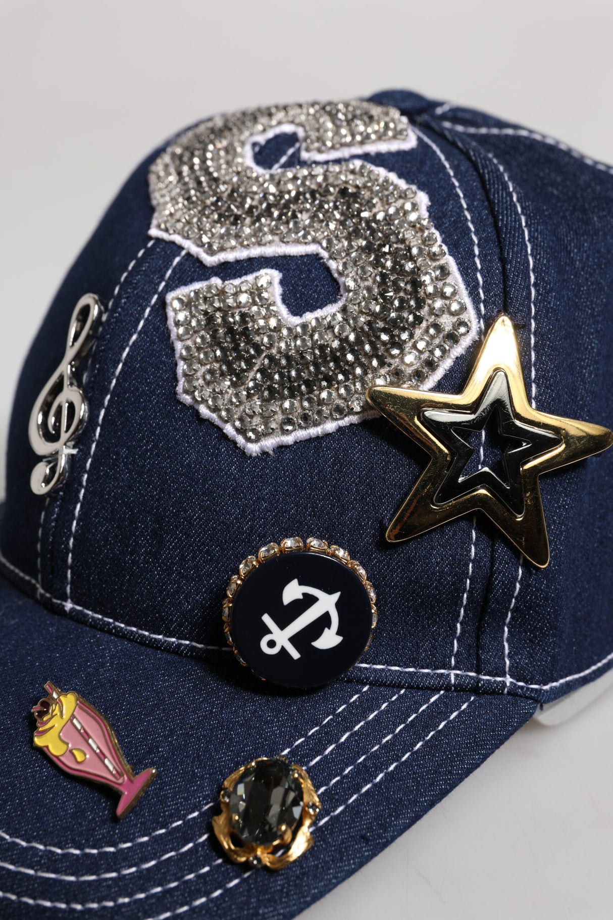 Dolce & Gabbana Blue Crystal Embellishment Baseball Cap