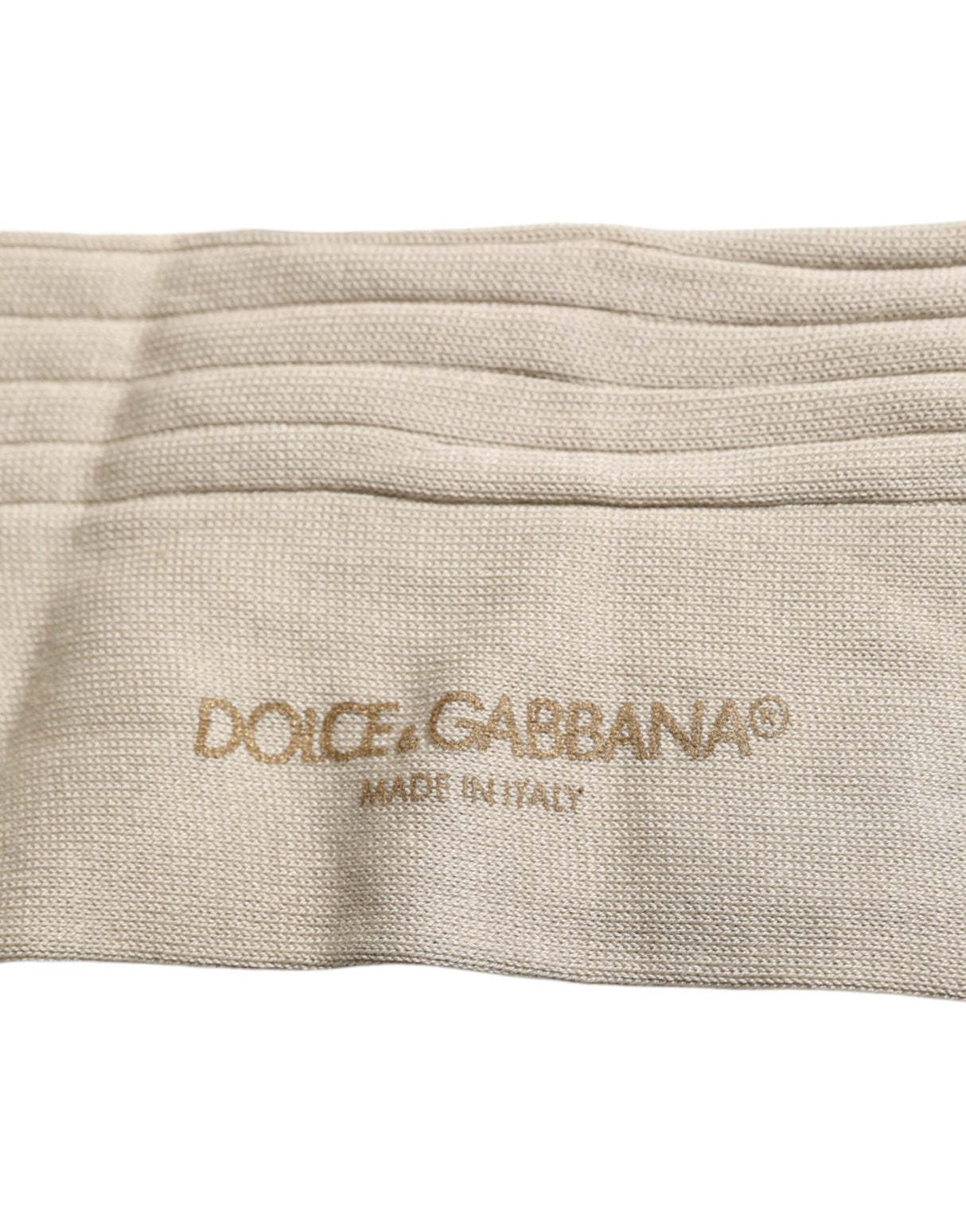 Dolce & Gabbana Beige Cotton Stretch Logo Mid Calf Socks