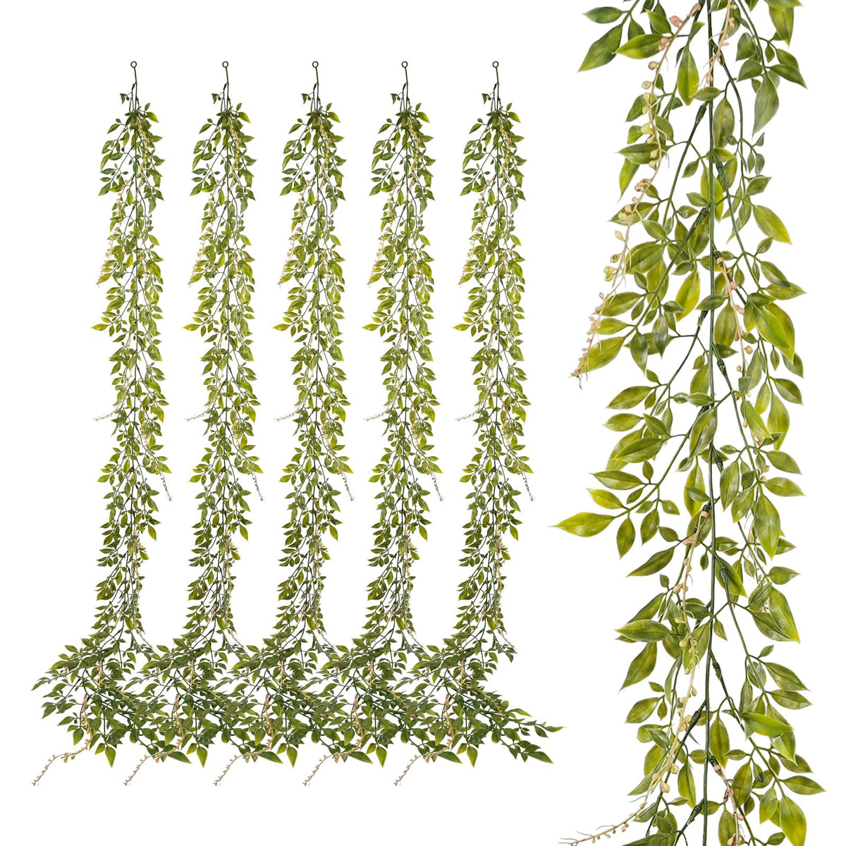 PENGYEE 6 Pack 5.57ft Artificial Greenery Garland Willow Leaf Garland for Room Decor Garlands for Decoration Fake Vines Hanging Plants for Home Bedroom Garden Wall Wedding Decor-043