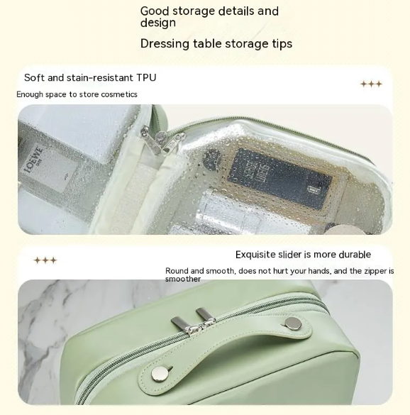 Large Capacity Waterproof PU Cosmetic Bag for Women