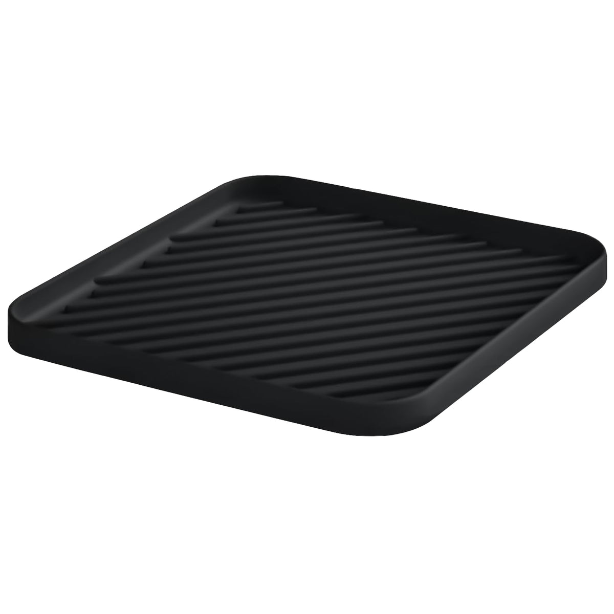 HvOvMvE Silicone Organizer Tray for Kitchen Sink and Bathroom Dishwasher Tray Versatile Bathroom and Drawer Organizer Trays Non-Slip Countertop Tray (Black)