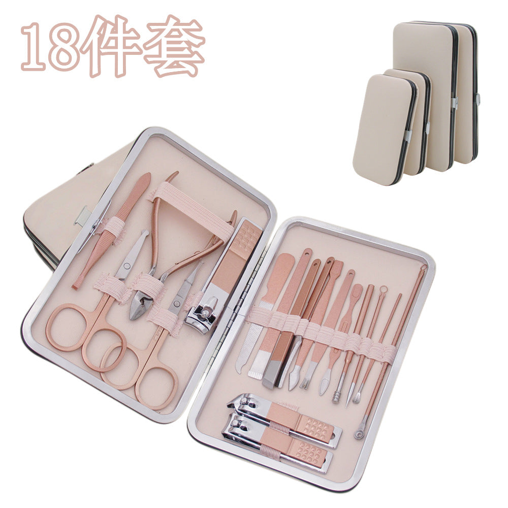 18-Piece Stainless Steel Nail Care Tool Set with Scissors