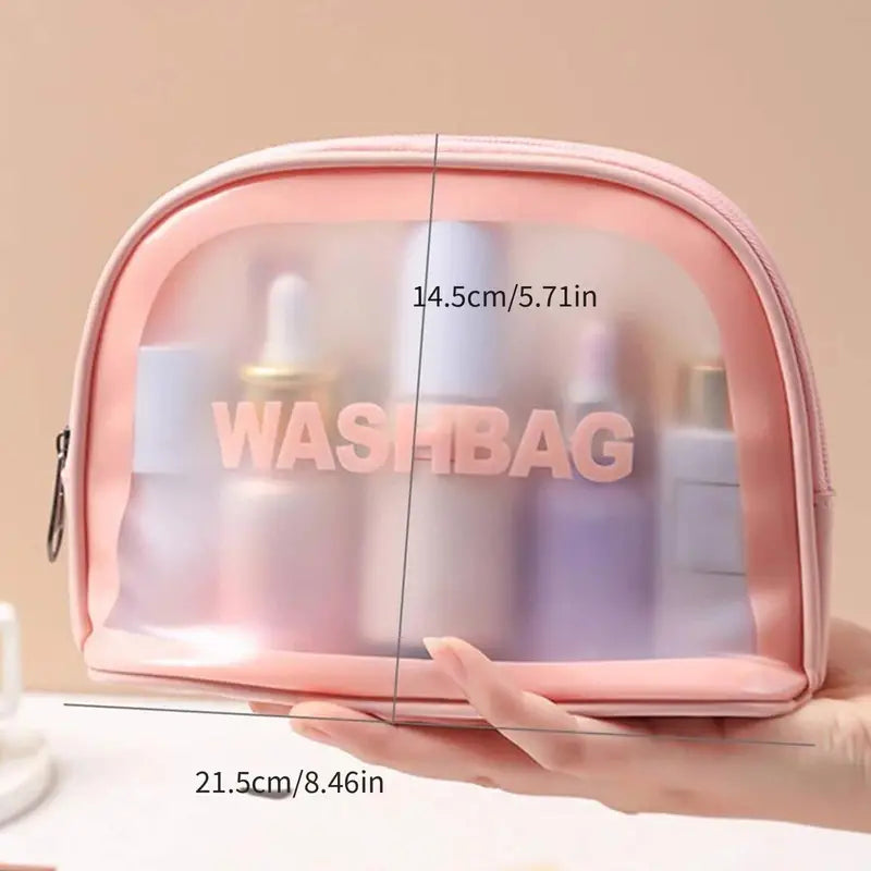 Clear Pink Toiletry Bag for Travel Essentials Organizer