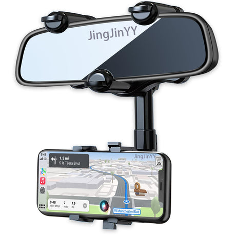 JingJinYY Rearview Mirror Phone Holder for Car 360° Rotating Rear View Mount with Adjustable Arm Length Multifunctional and GPS Universal Car All Smartphones