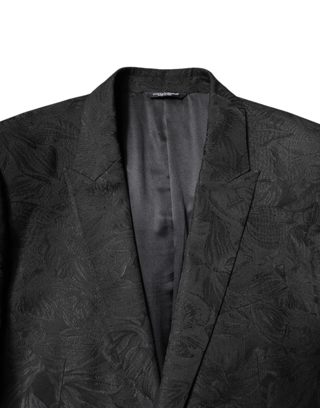 Dolce & Gabbana Black Polyester Floral Jacquard 2 Piece Suit