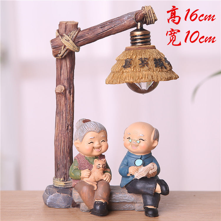 Creative Elderly Couple Figurine for Home Decor Gift