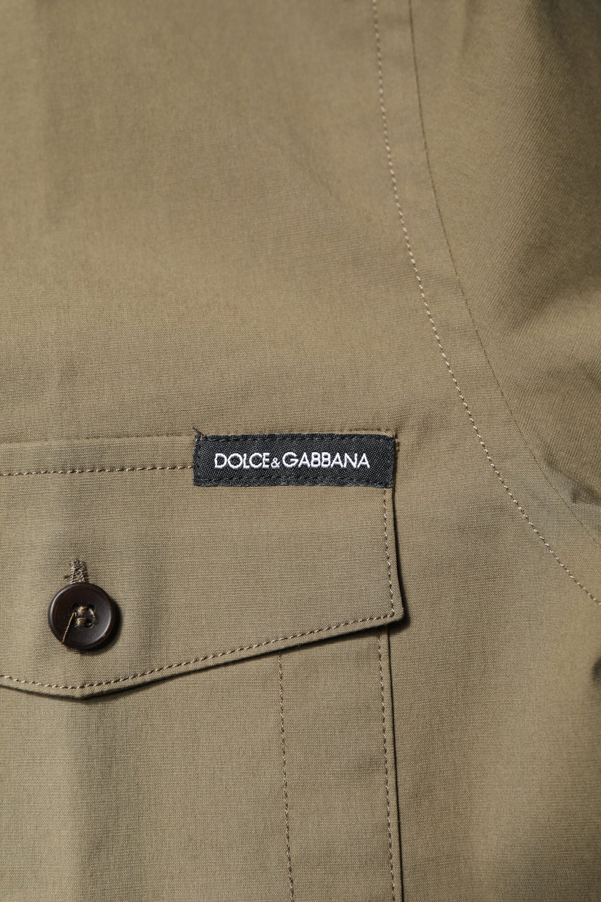 Dolce & Gabbana Brown Cotton Stretch Casual Long Sleeves Shirt