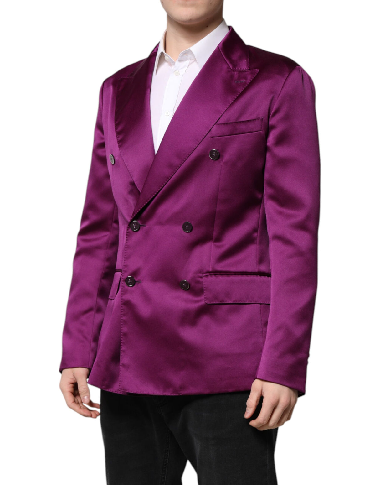 Dolce & Gabbana Purple Double Breasted Men Suit Coat Blazer