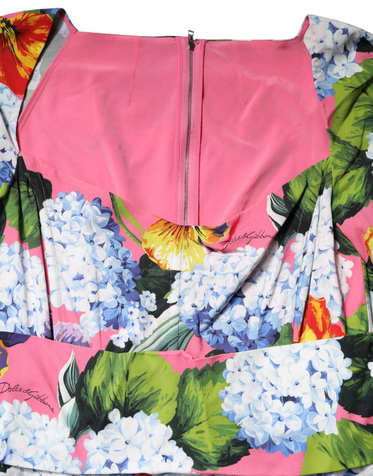 Dolce & Gabbana Multicolor Floral Pleated Sheath Midi Dress