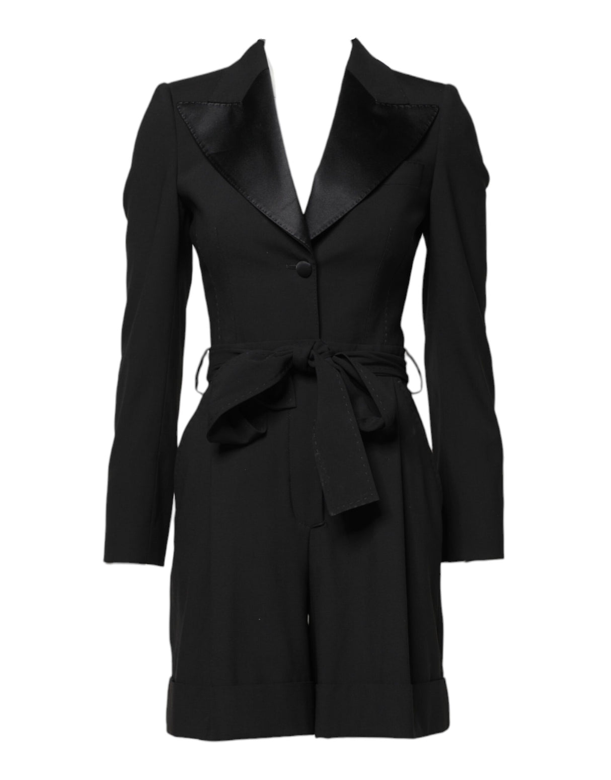 Dolce & Gabbana Black Wool Jumpsuit Dress Women Coat Jacket