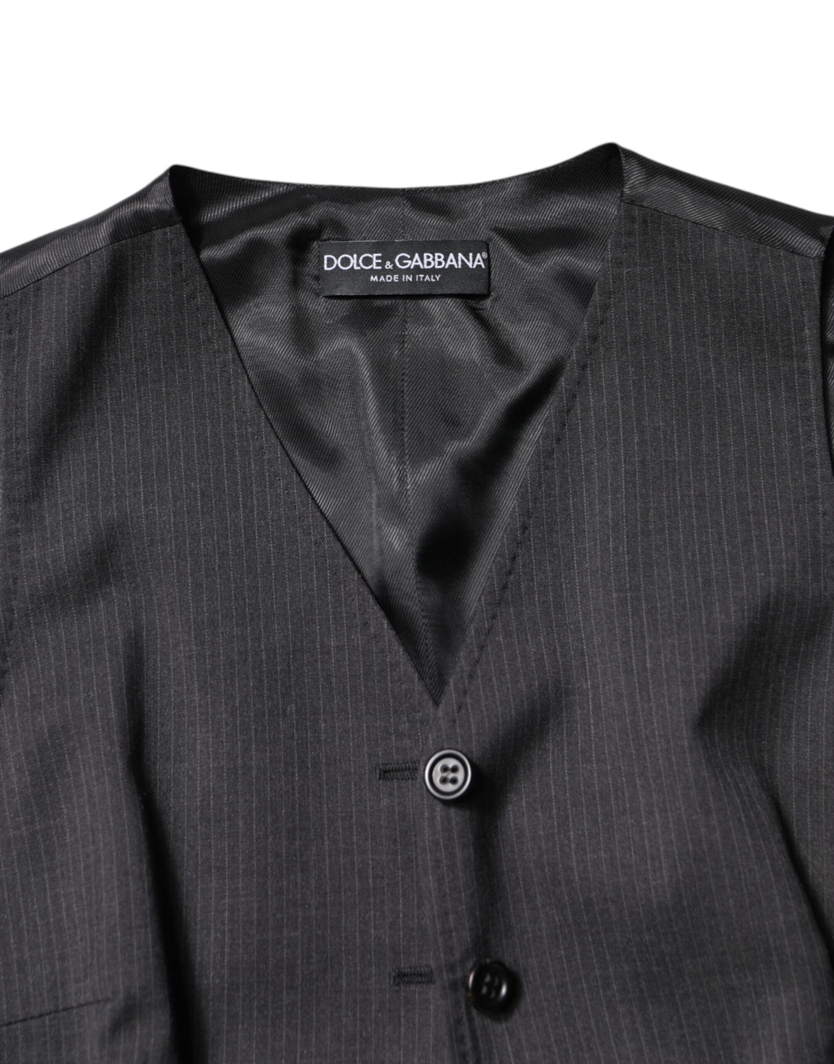 Dolce & Gabbana Black Striped Button Down Sleeveless Vest Top