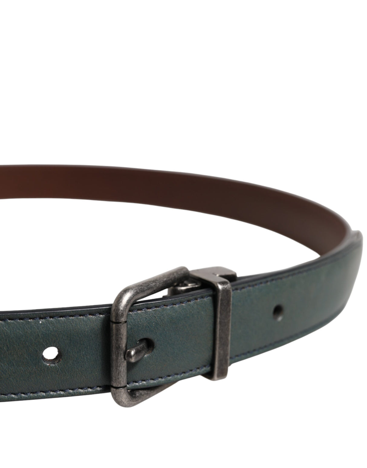 Dolce & Gabbana Green Classic Leather Metal Buckle Belt
