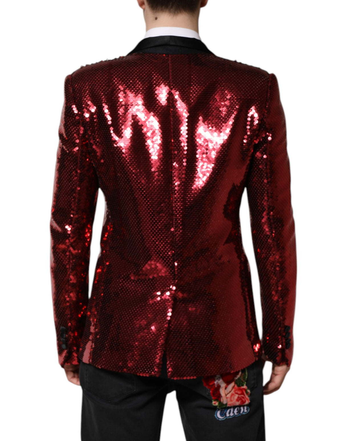 Dolce & Gabbana Red SICILIA Sequin Embellish Blazer Jacket