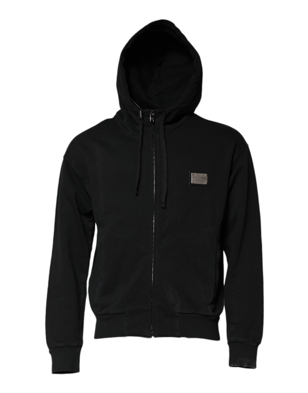 Dolce & Gabbana Black Logo Full Zip Hooded Men Sweatshirt Sweater
