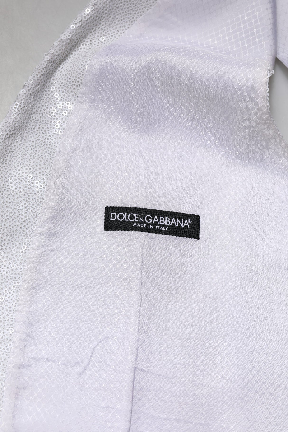 Dolce & Gabbana White Sequined Dress Formal Waistcoat Vest