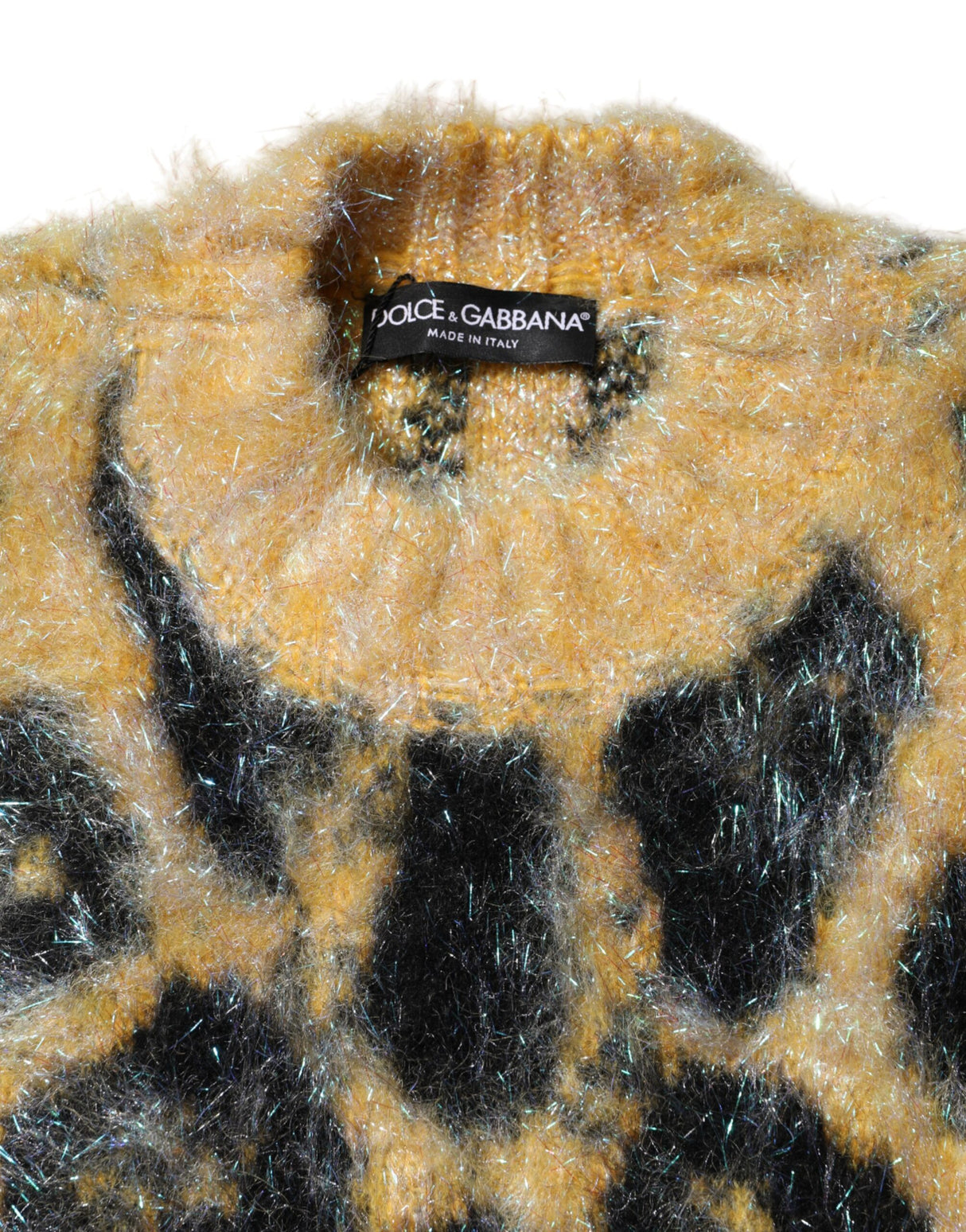 Dolce & Gabbana Multicolor Leopard Mohair Crew Neck Sweater