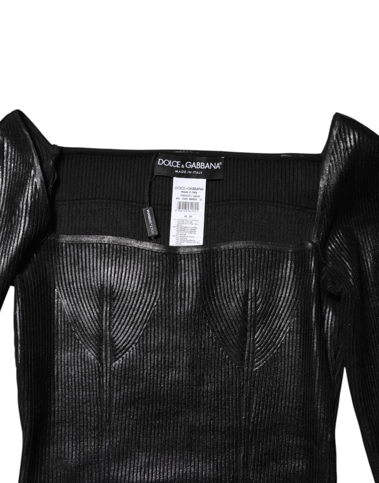 Dolce & Gabbana Black Viscose Long Sleeves Fitted Blouse Top