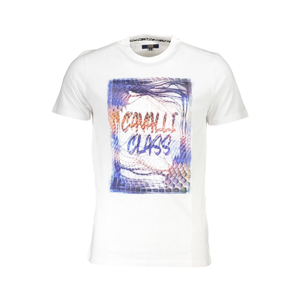 Cavalli Class Bianco Cotton Men T-Shirt