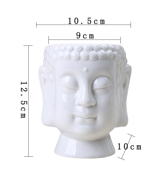 White Ceramic Succulent Planter with Buddha Statue Decor
