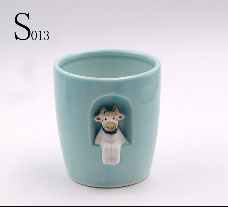 Creative Ceramic Cactus Planter with Animal Design