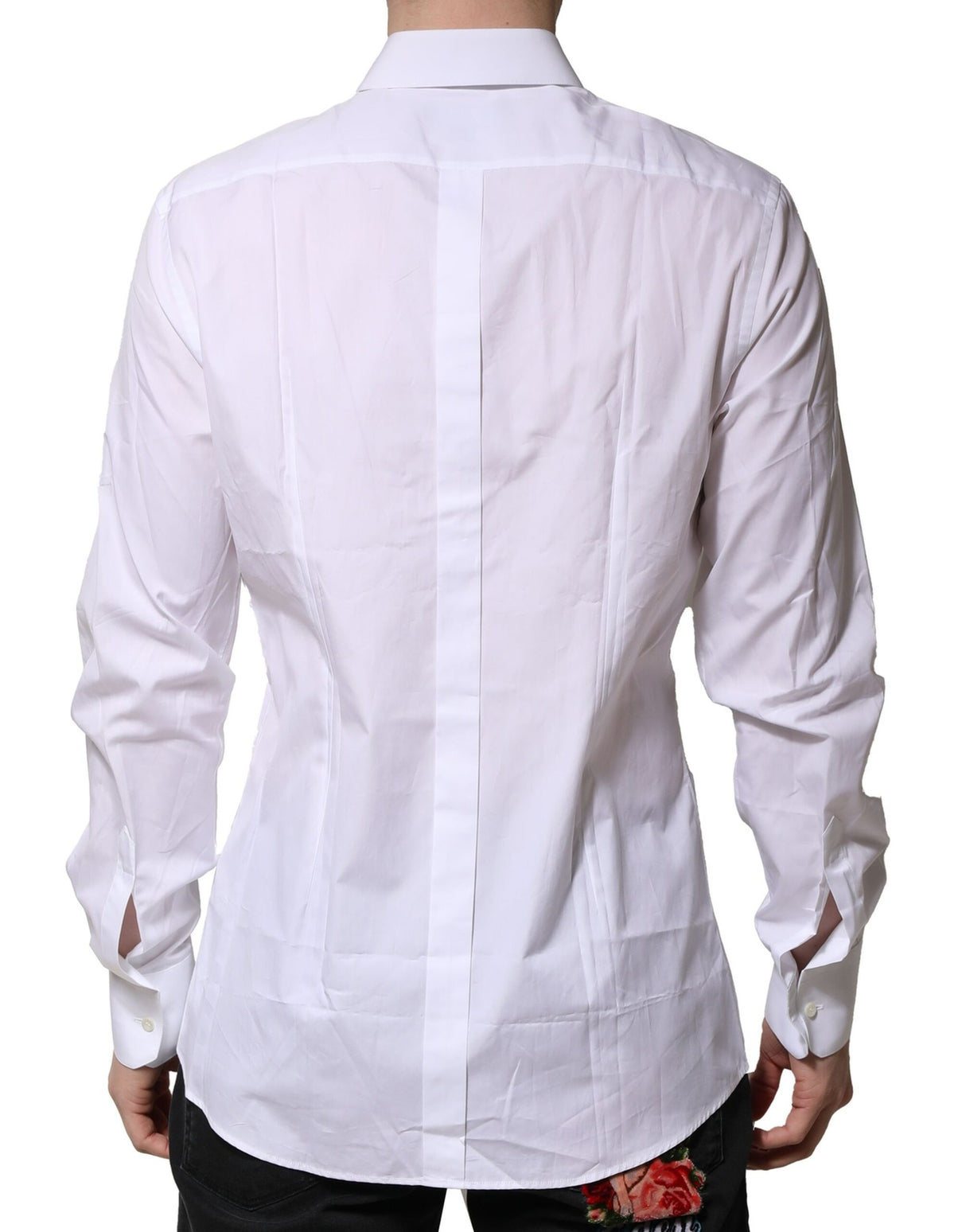 Dolce & Gabbana White Cotton GOLD Long Sleeves Formal Shirt