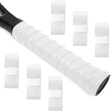 L LK SPORTS Tennis Racket Grip Tape 6 Pack Precut Anti Slip Tennis Grip Tape Absorbent Dry Feel Tennis Grips Overgrip for Tennis Pickleball White