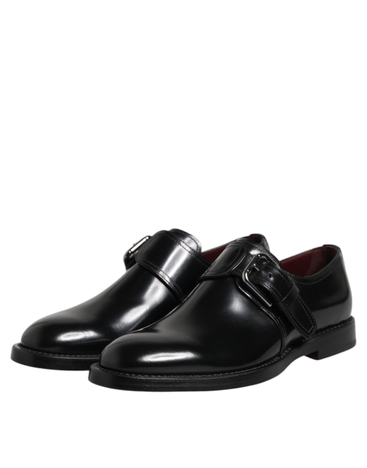 Dolce & Gabbana Black Leather Monk Strap Derby Formal Shoes