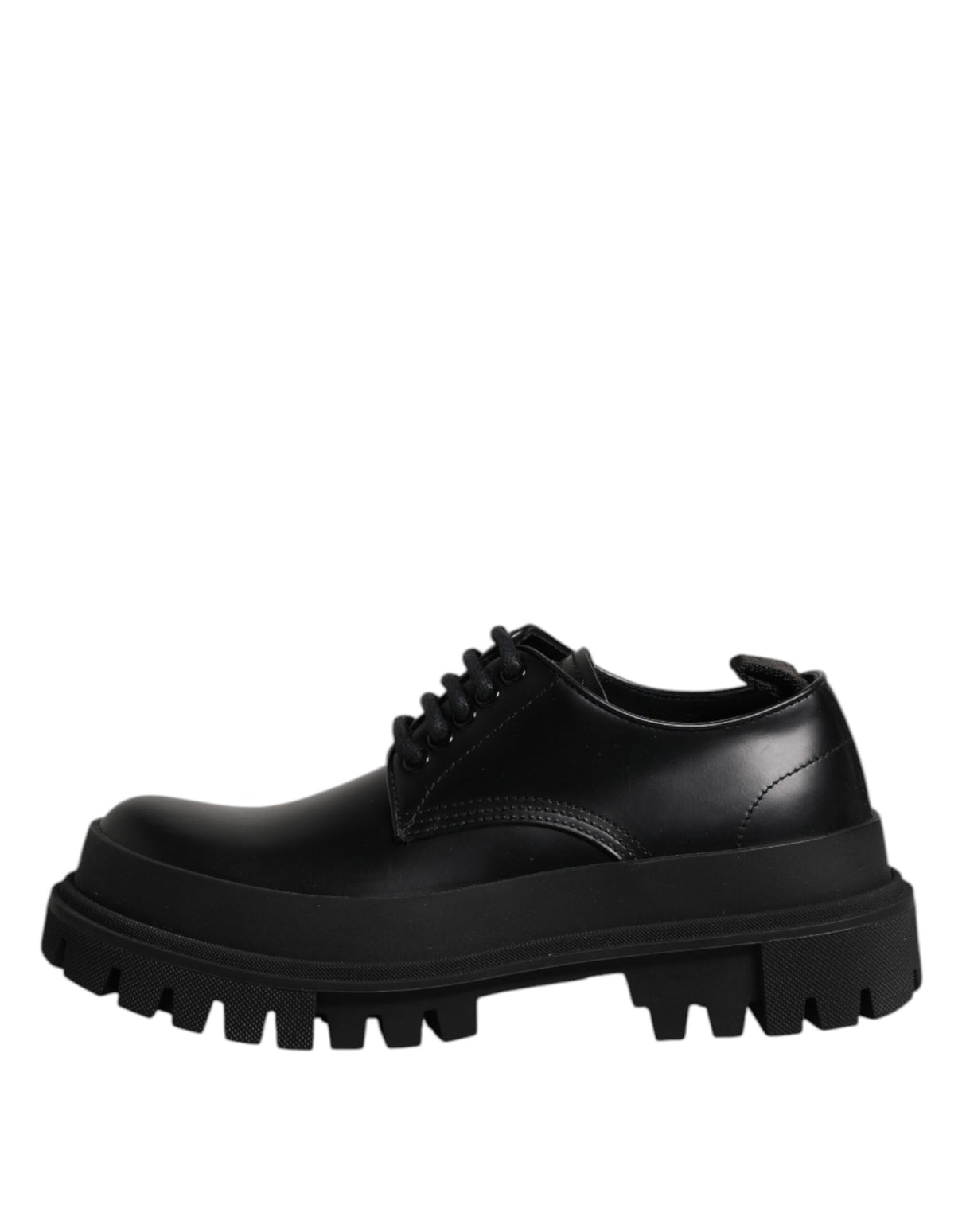Dolce & Gabbana Black Leather Lace Up Derby Men Dress Shoes