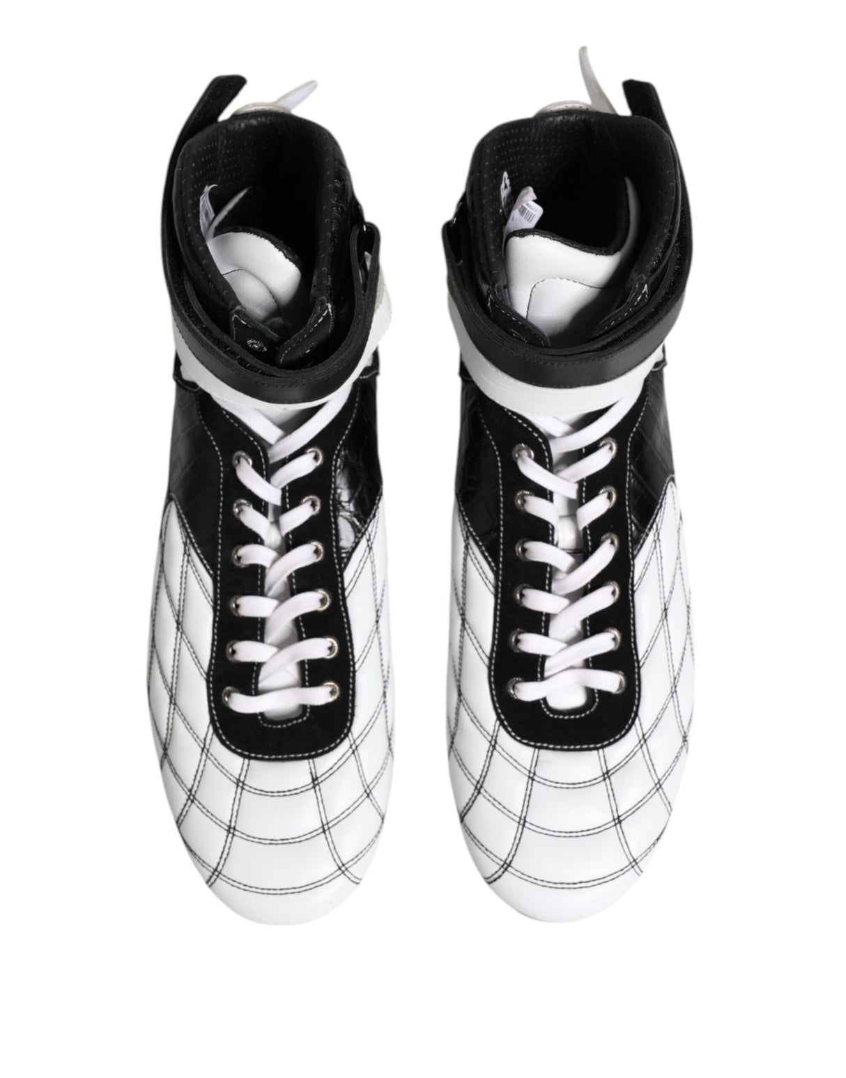 Dolce & Gabbana Black White Leather High Top Sneakers Shoes