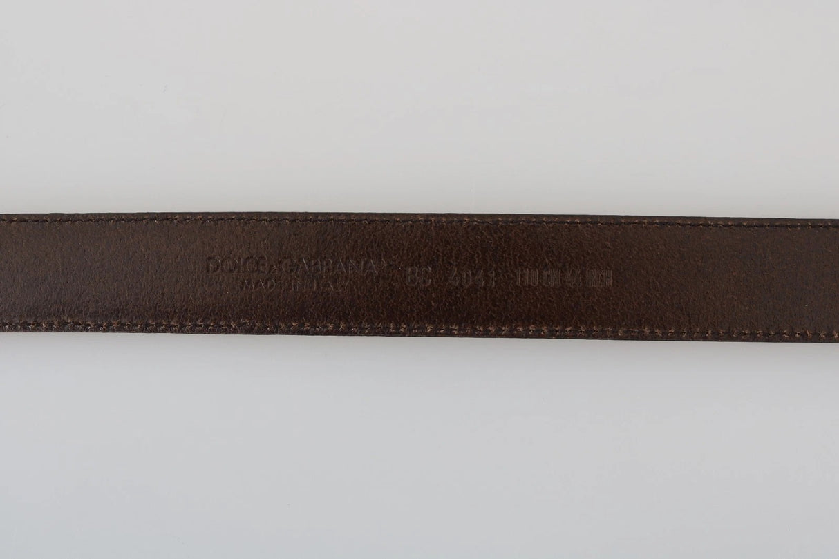 Dolce & Gabbana Blue Perforated Leather Gray Buckle Belt