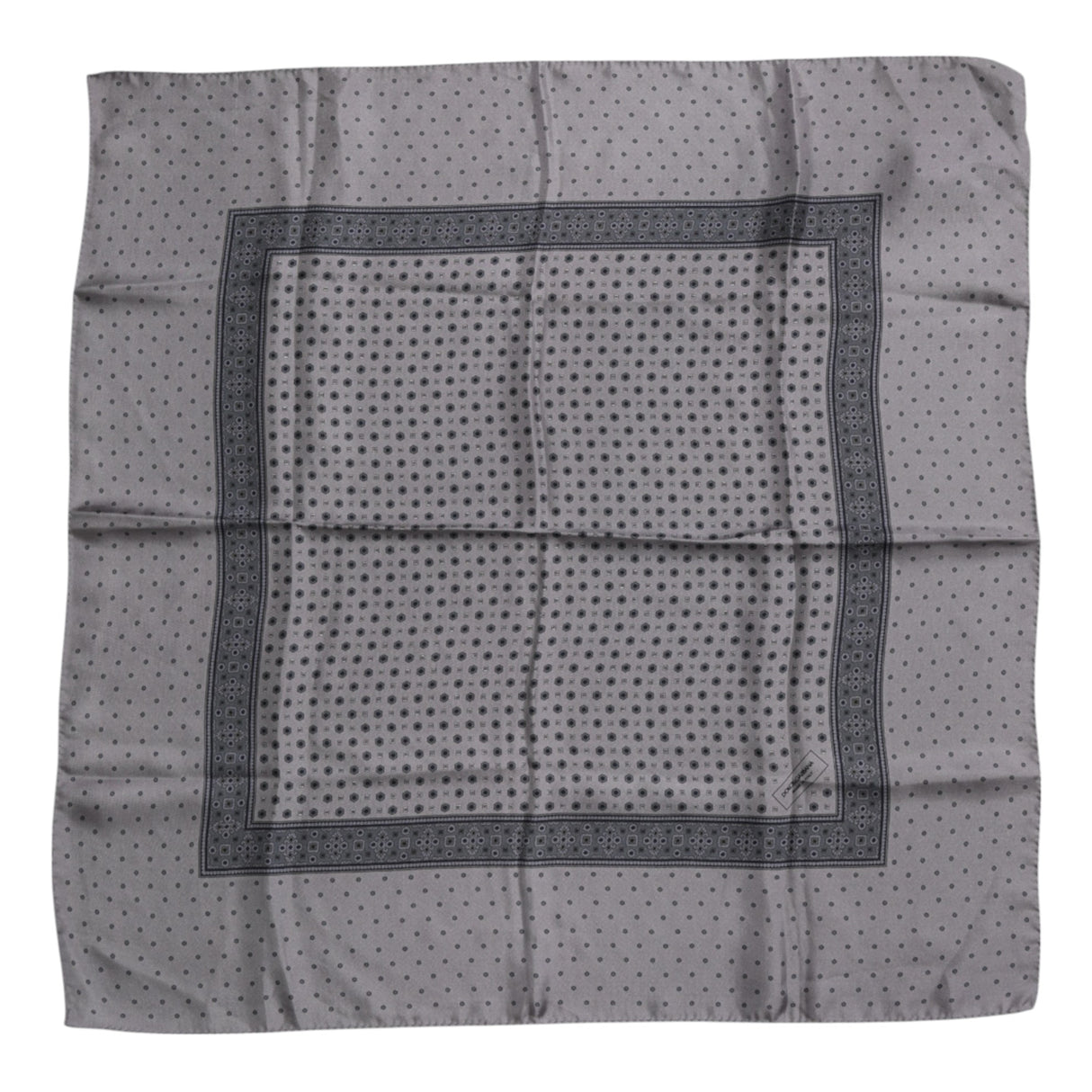 Dolce & Gabbana Gray Polka Dot Silk Square Men Foulard Scarf