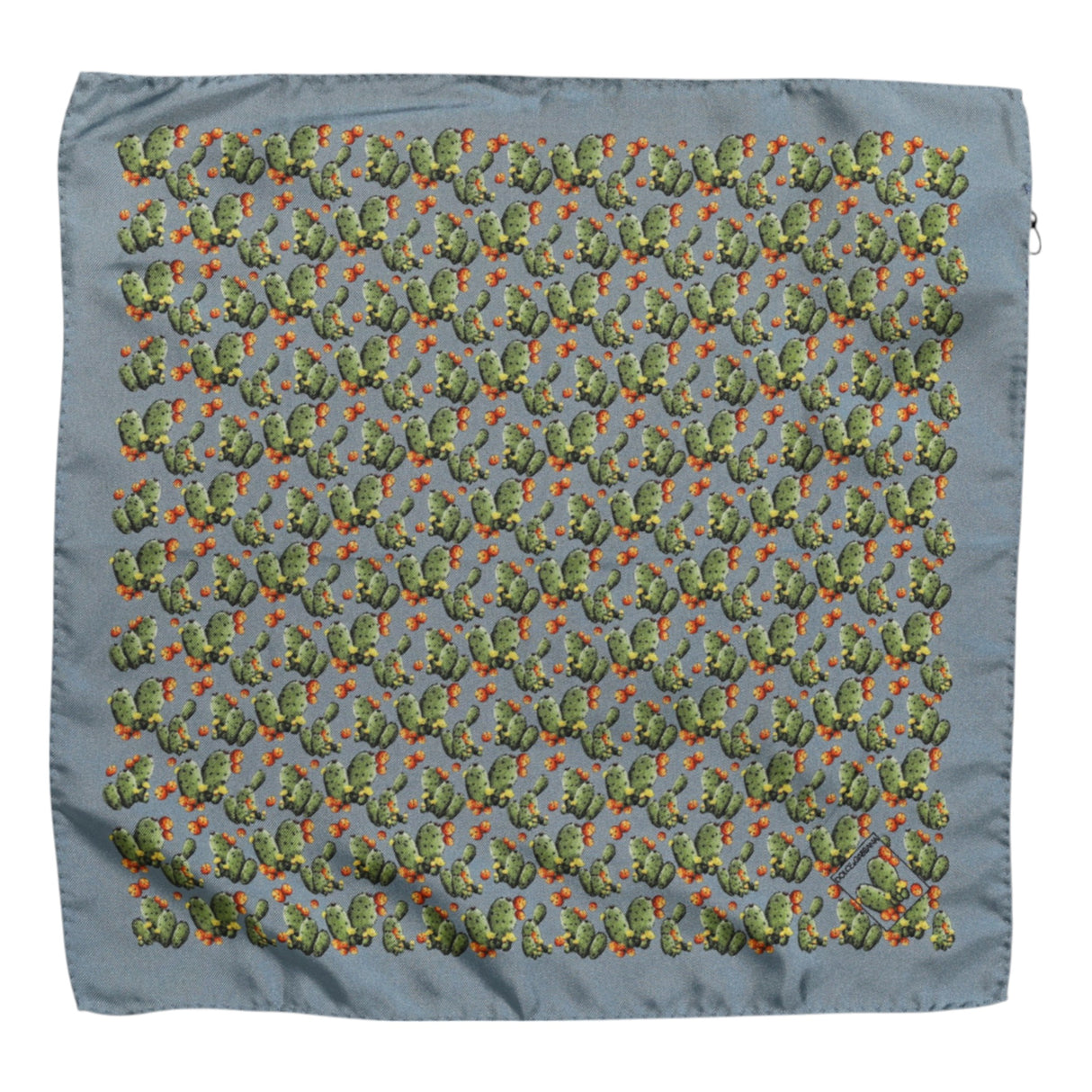 Dolce & Gabbana Gray Green Cactus Print Square Foulard Scarf