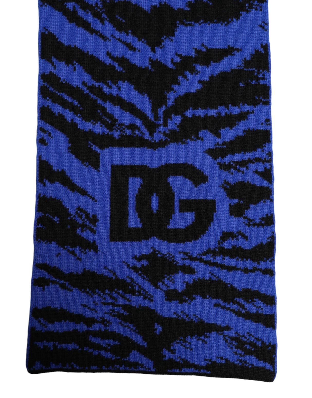 Dolce & Gabbana Blue Black Logo Neck Warmer Wrap Shawl Scarf