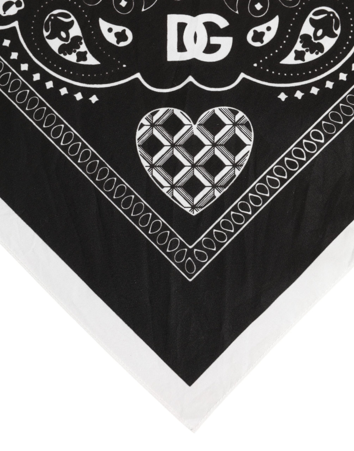 Dolce & Gabbana Black White Bandana Square Men Foulard Scarf