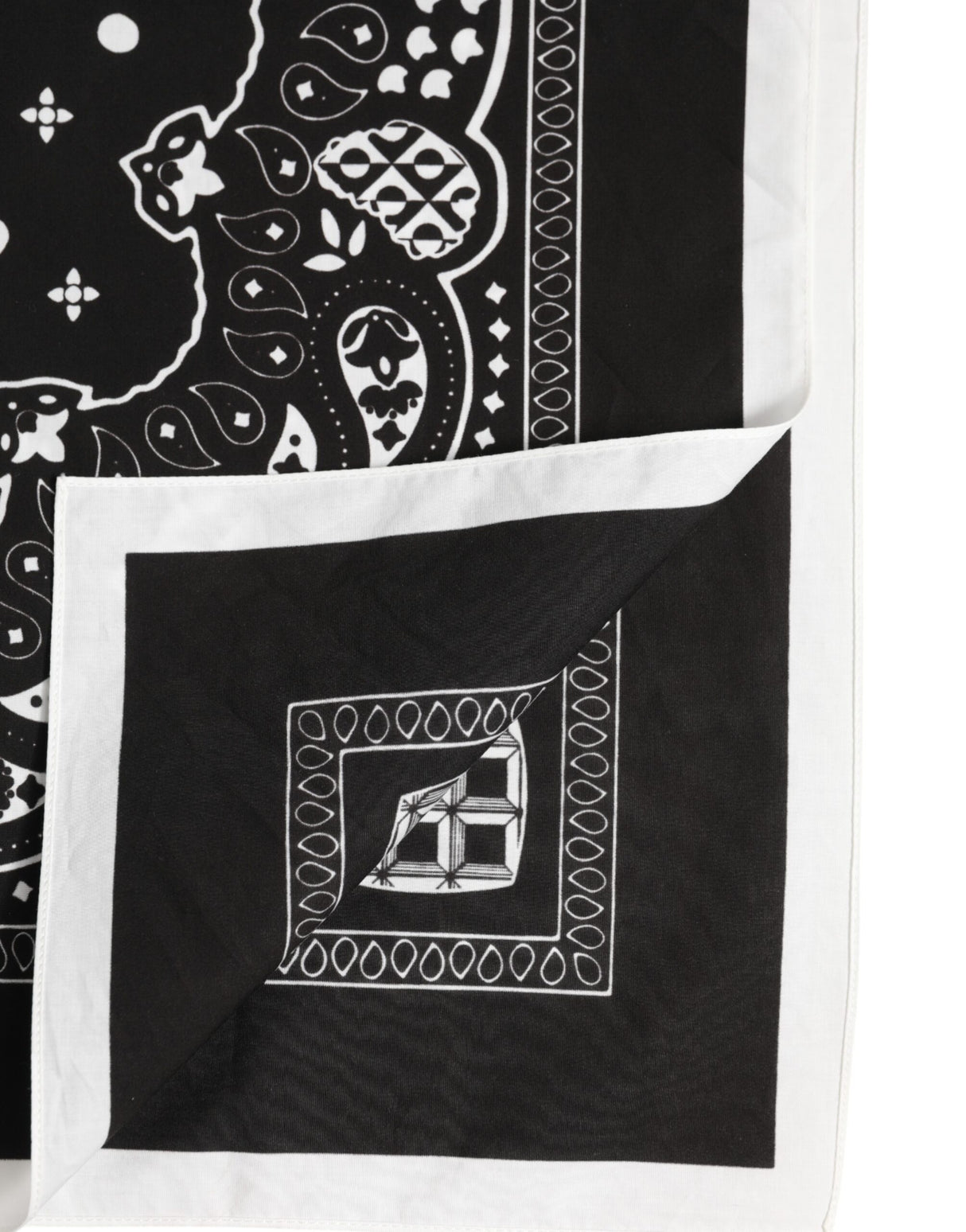 Dolce & Gabbana Black White Bandana Square Men Foulard Scarf