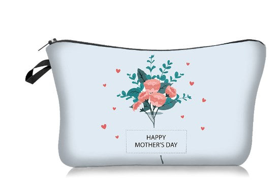Mother's Day Floral Cosmetic Bag with Zipper Organizer