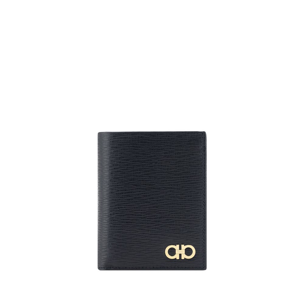 Ferragamo Black Calf Leather Bos Taurus Wallet