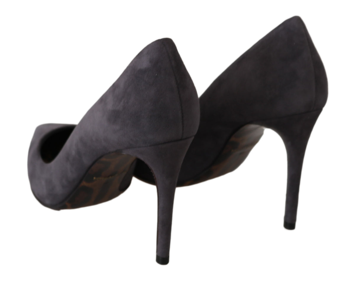Dolce & Gabbana Gray Suede Leather Stiletto Shoes Heels