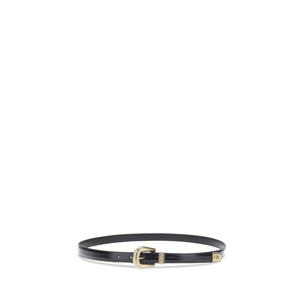 Valentino Garavani Black Calf Leather Bos Taurus Regular Belt