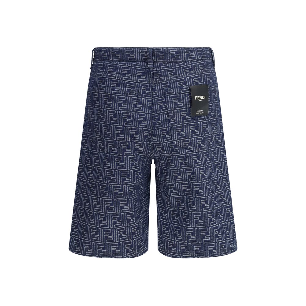 Fendi Blue Cotton Bermuda Shorts
