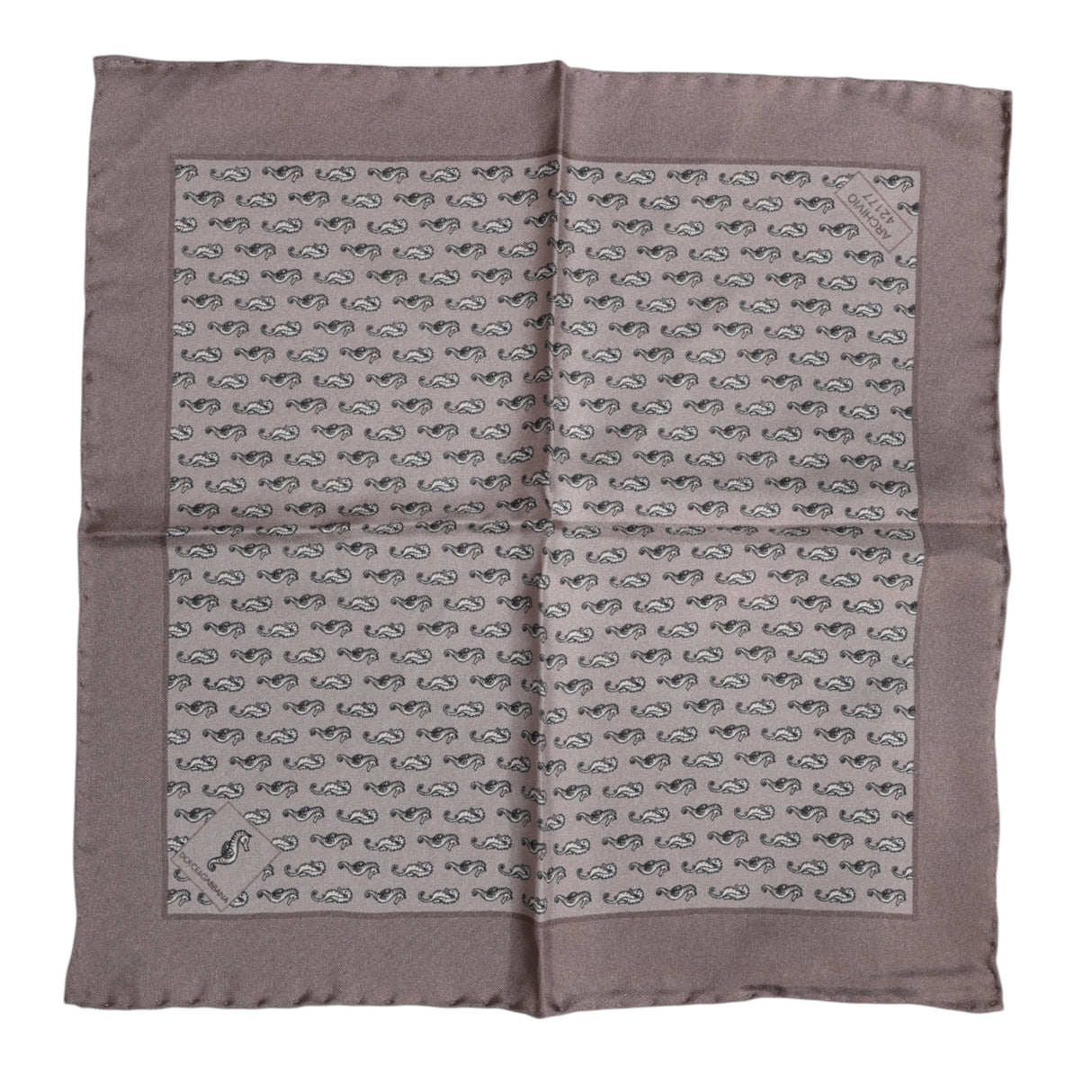 Dolce & Gabbana Brown Sea Horse Silk Square Foulard Scarf