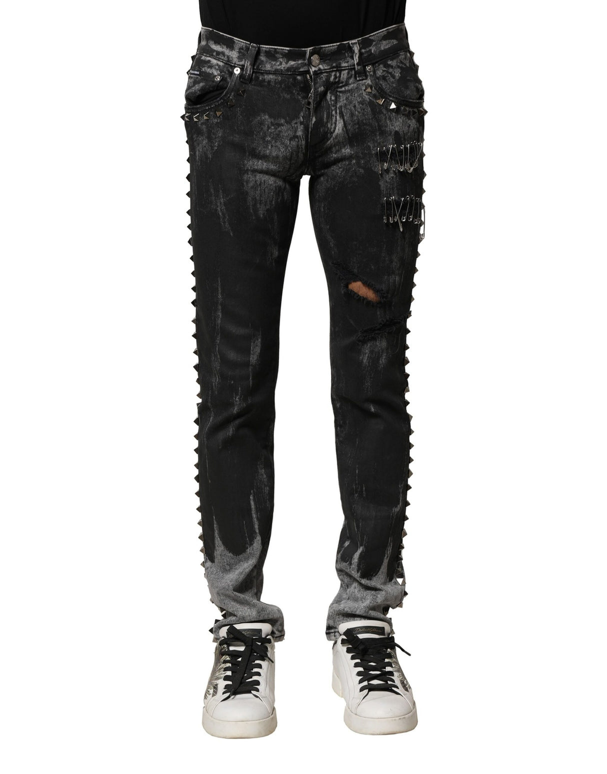Dolce & Gabbana Black Washed Embellished Skinny Denim Jeans